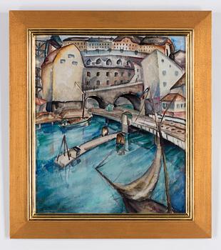 Ewald Dahlskog, "Stadsbilden", scene from Slussen, Stockholm.