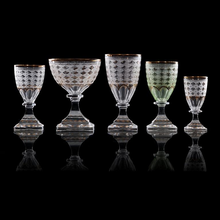 Kosta Boda, A Swedish Kosta 'Odelberg' glass service (58 pieces).