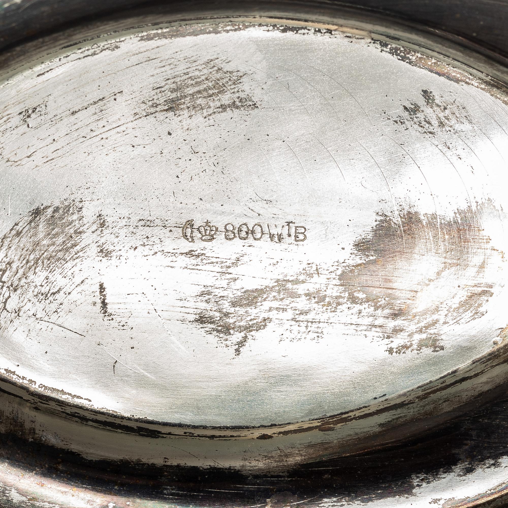A German silver coffee service, mark of Wilhelm T Binder, Schwäbisch Gmünd, first half of the 20th century (3 pieces).