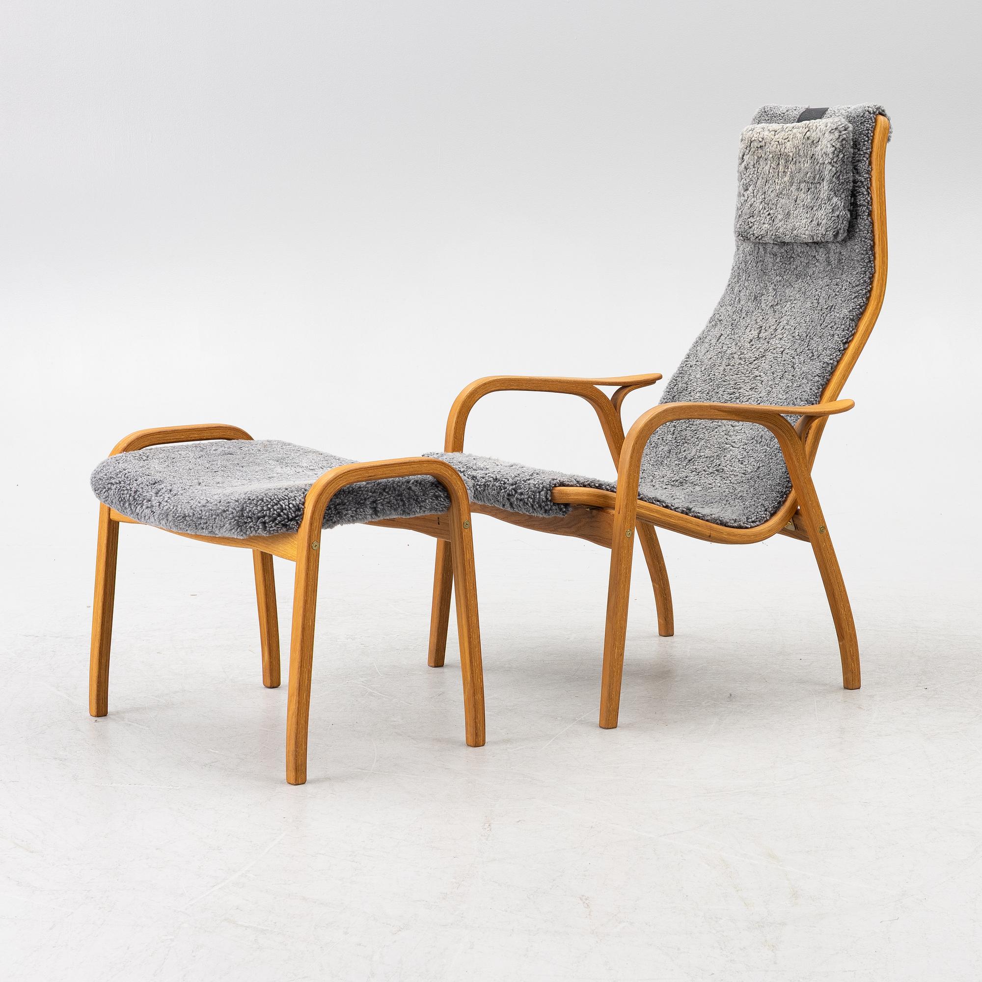 Yngve Ekström, a 'Lamino' armchair with ottoman, Swedese, Sweden, 2018.