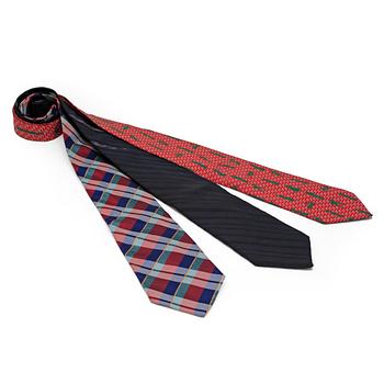 YVES SAINT LAURENT, three silk ties.