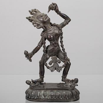 SKULPTUR, patinerad mässing, Tibet 1900-talets senare hälft.