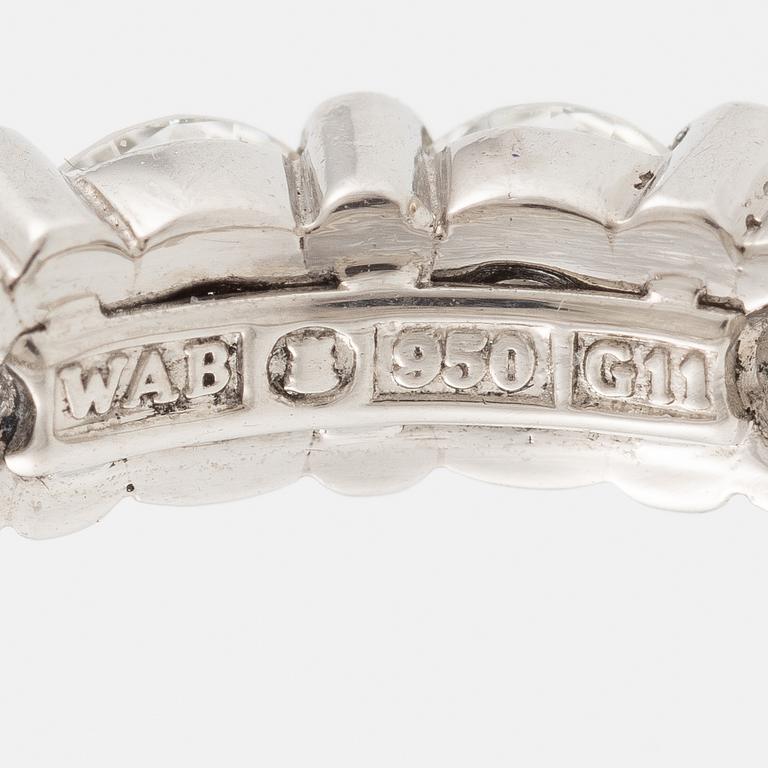 W.A. Bolin ring full eternity band in platinum set with round brilliant-cut diamonds.