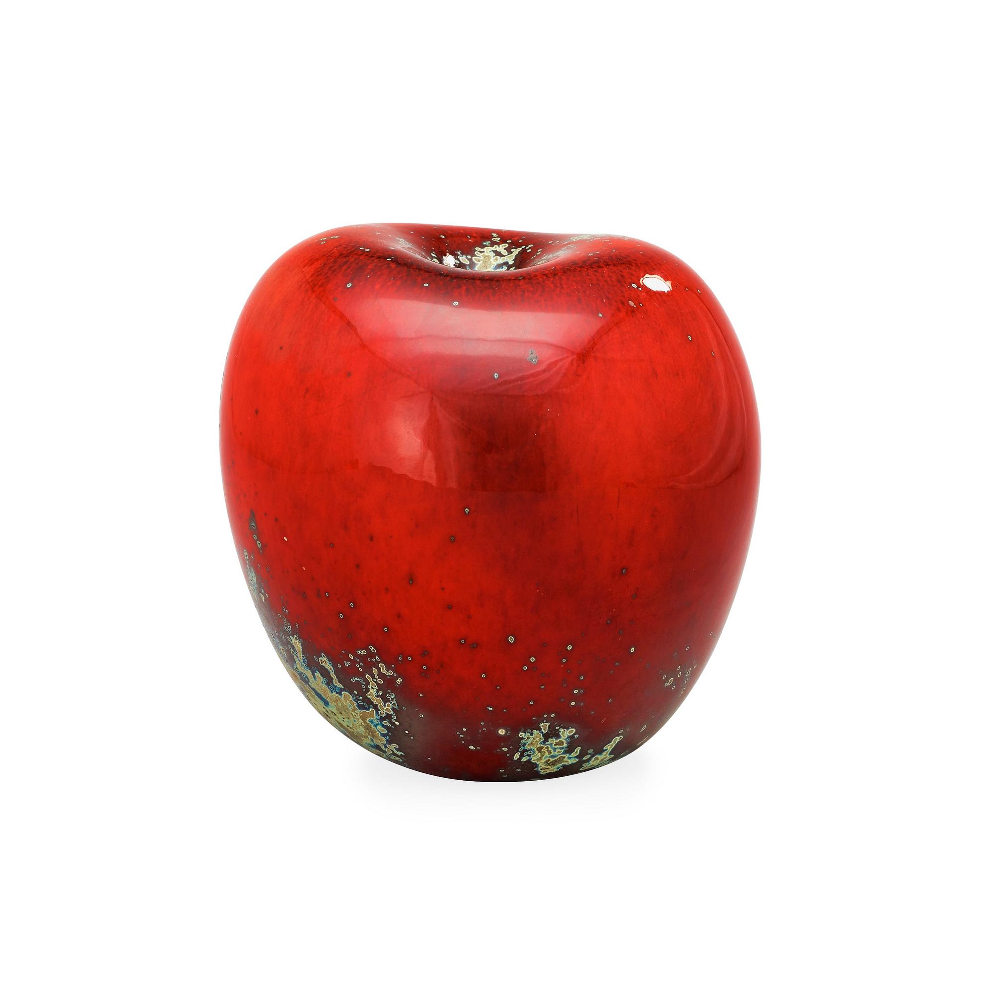 A Hans Hedberg faience apple, Biot, France.