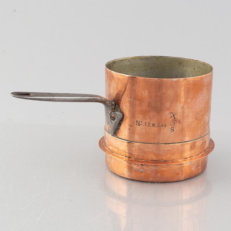 Royal saucepan from the households of Oscar I & Carl XV, mid 19th century.