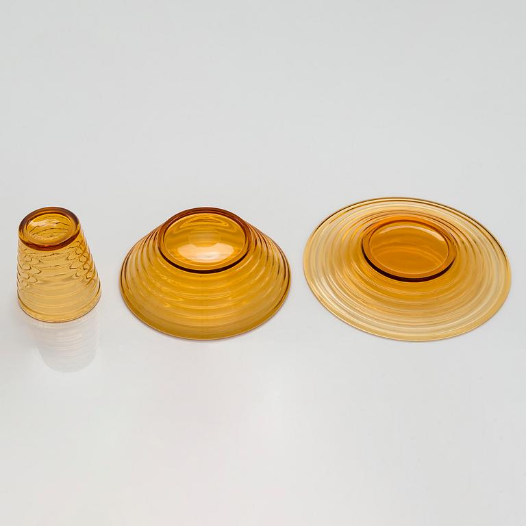 Aino Aalto, a 3 piece-set of 'Bölgeblick' glassware for Karhula Glassworks 1930's.