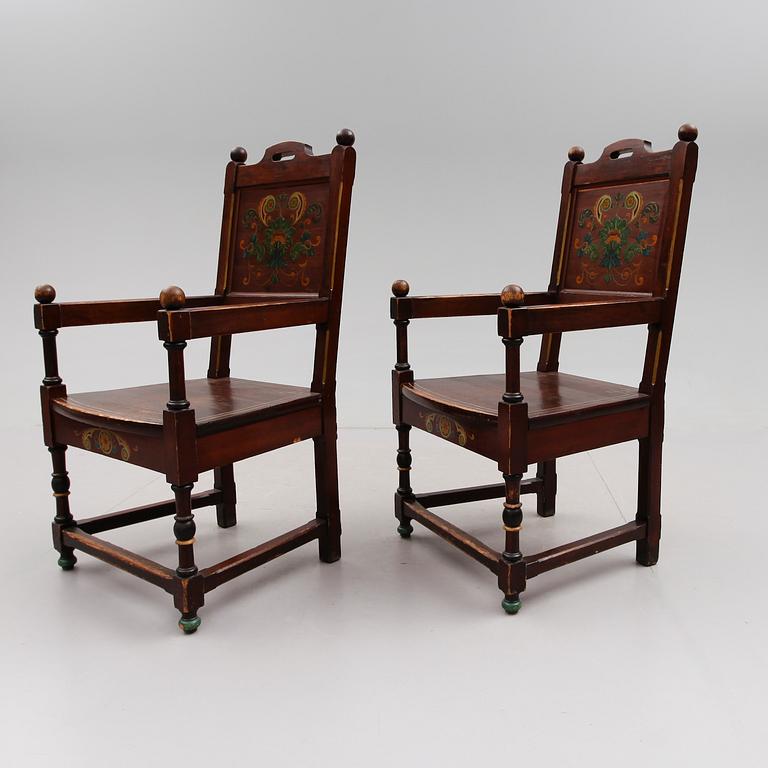 KARMSTOLAR, 1 par, barockstil, 1900-talets första hälft.