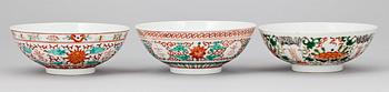 SKÅLAR, 3 st, porslin, Kina, omkring år 1900.