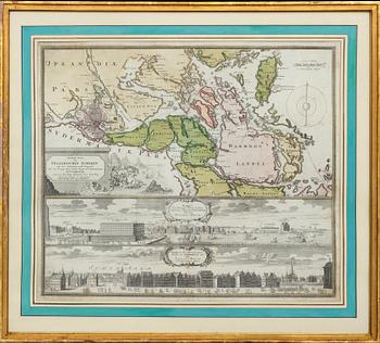 JOHANN BAPTISTA HOMANN - MAP, Stockholm, handcoloured copper engravine, Nüremberg, Germany, c 1715-24.