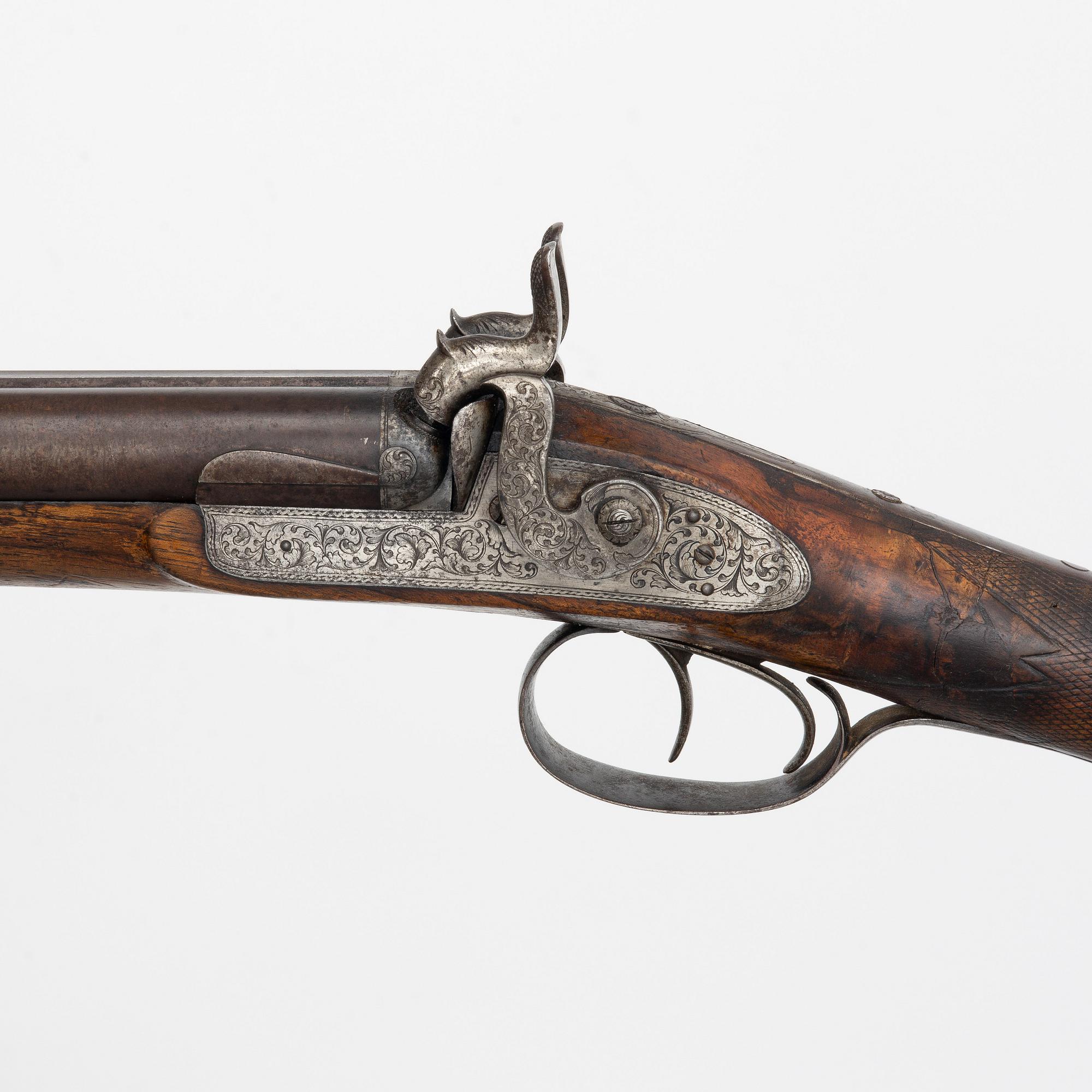 Percussion gun, double barreled, second part of the 19th century.