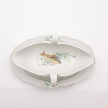 Meissen, tallrikar 12 st, samt en såskål, sannolikt 1800-talets slut.