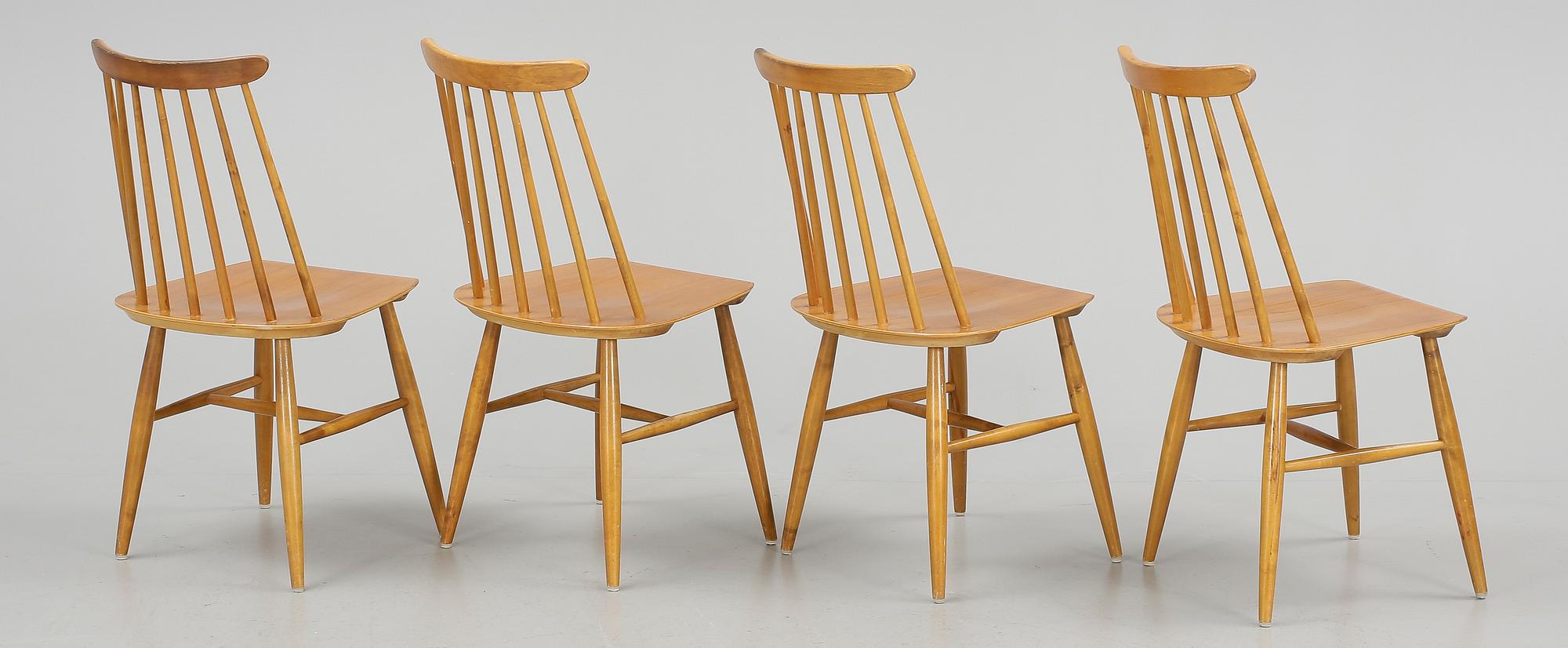 STOLAR, 4 st, "Fanett", Ilmari Tapiovaara, Edsbyverken. Formgiven 1955.
