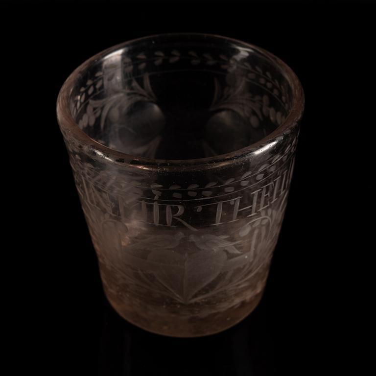 Bröllopsbägare, glas, Tyskland, 1700-tal.
