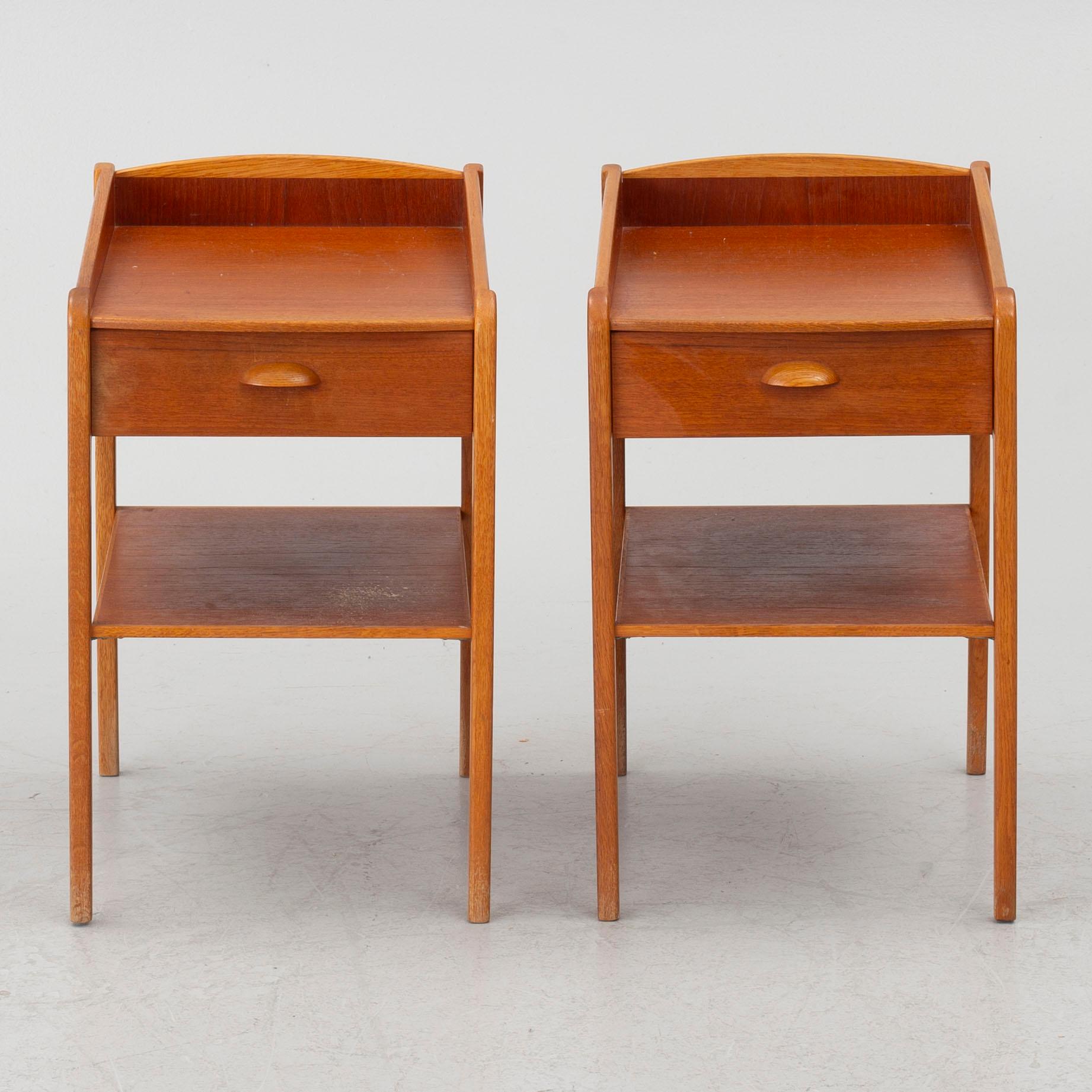 Bedside tables, a pair, second half of the 20th century.