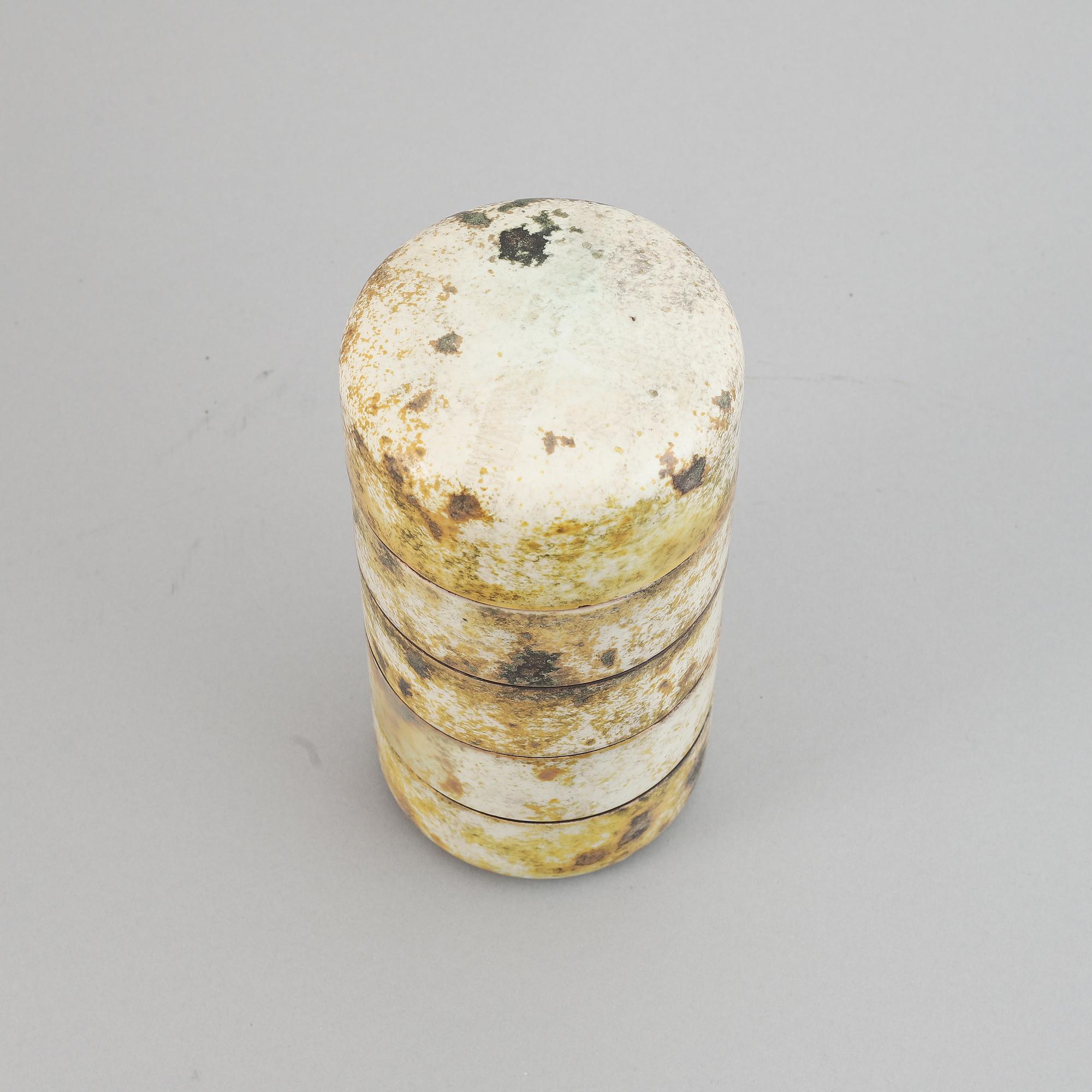 Hans Hedberg, a faience box in five pieces, Biot, France.