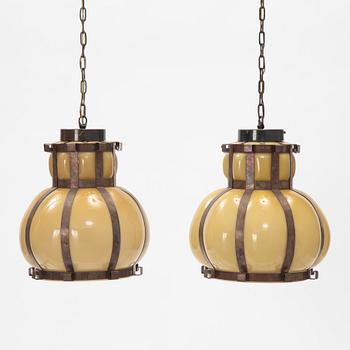 A Pair of Swedish Ceiling Lights, Tyringe Konsthantverk, Mid 20th Century.