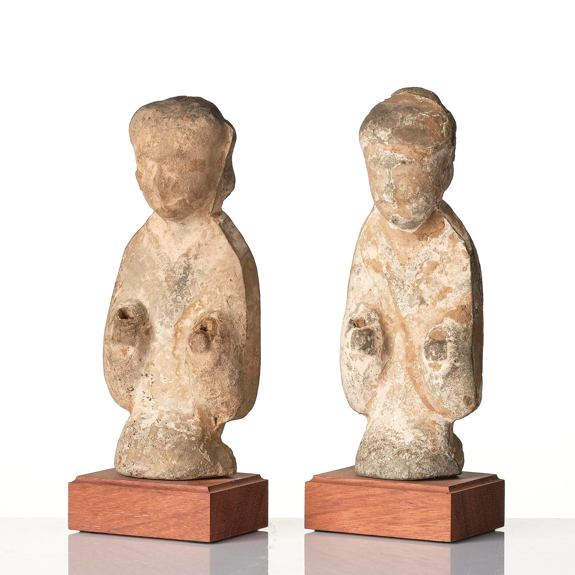 Two pottery figures of ladies, Han dynasty (206 B.C. - 220 A.D. ).
