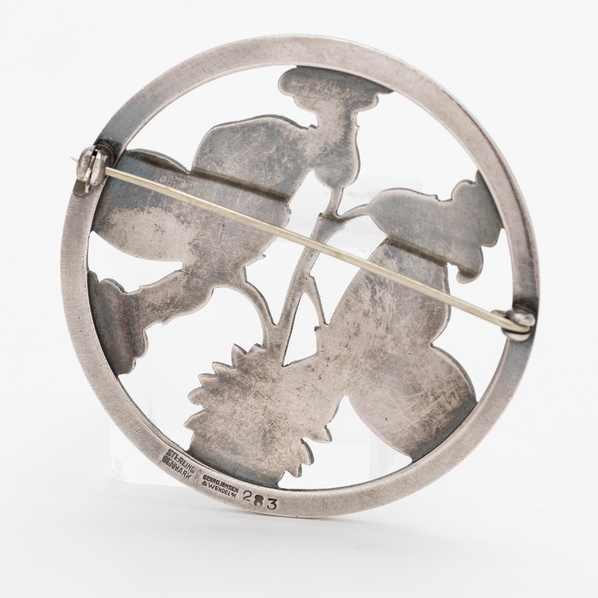 Georg Jensen, & Wendel, Brosch nr 283 sterlingsilver, Danmark.