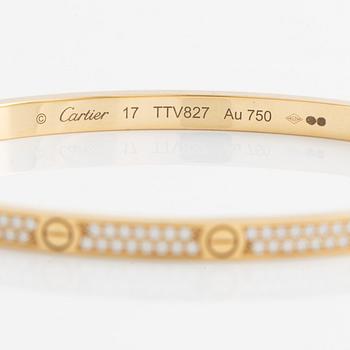Cartier, "Love" bracelet, small model in 18K gold with brilliant-cut diamonds.