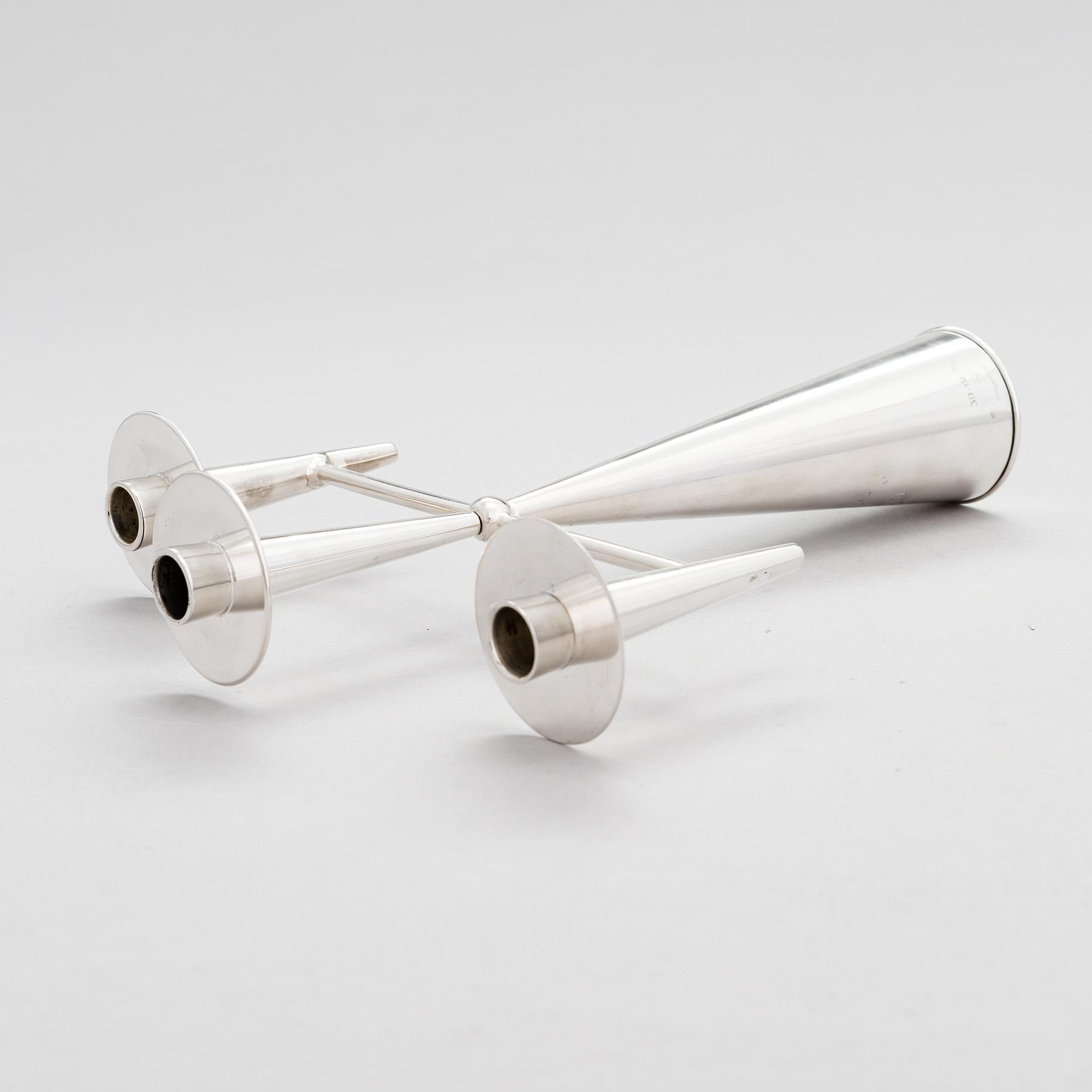 Tapio Wirkkala, Kandelaber TW 202, silver (916), Kultakeskus, Tavastehus 1961.