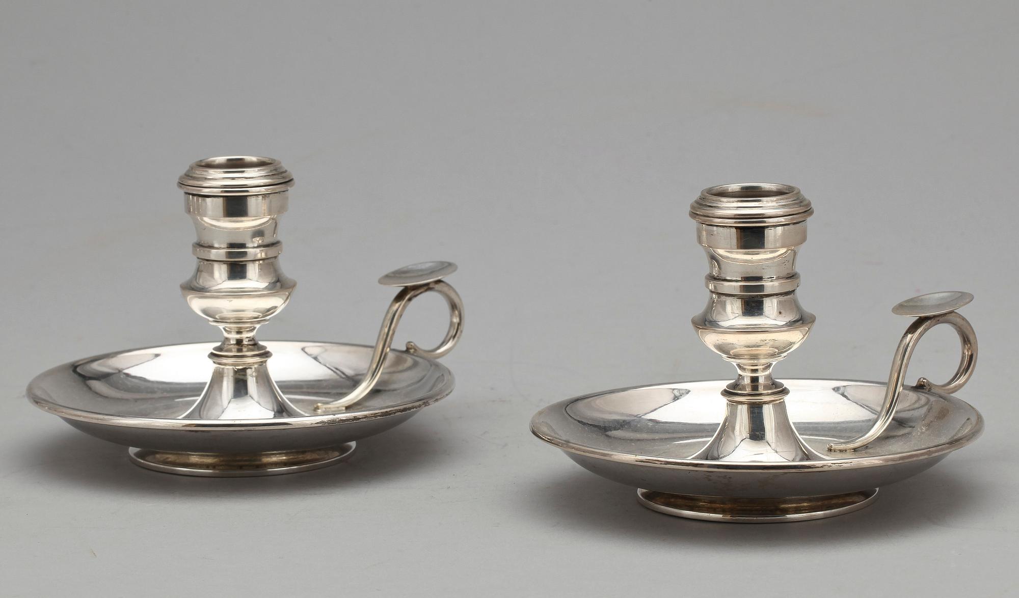 LJUSSTAKAR, ett par, silver, Jacob Engelberth Torsk (Sigrid Torsk), Stockholm, 1898, tot vikt ca 370 g.