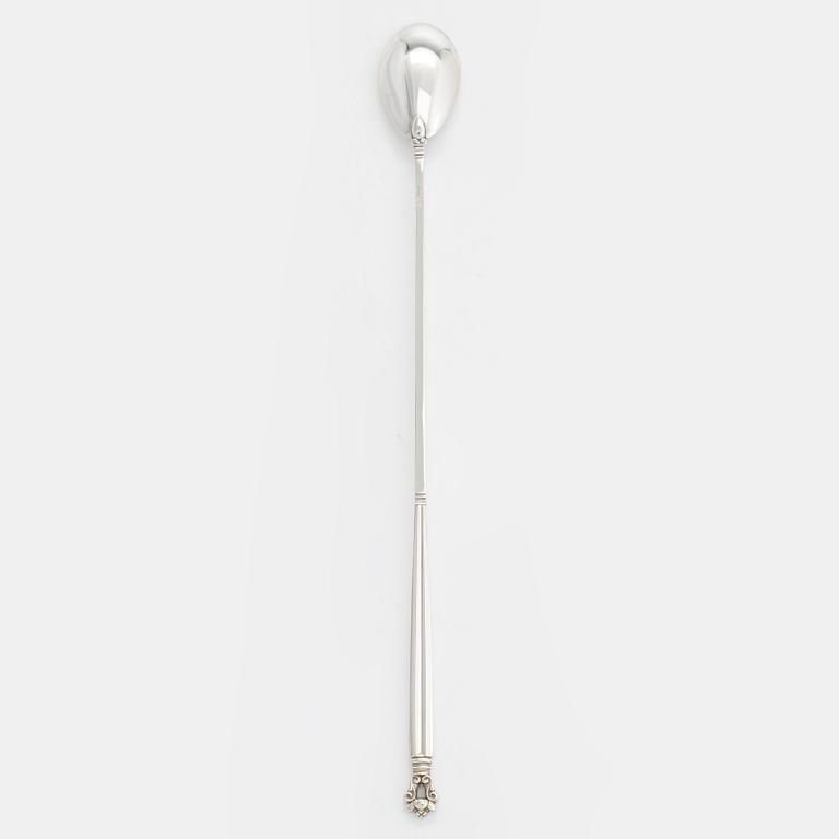 Johan Rohde, a 'Konge/ Acorn' sterling silver cocktail spoon, Georg Jensen, Denmark after 1945.