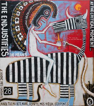 Jori Kalliola, sekatekniikka ja assemblaasi puulle, signeerattu ja päivätty 2015.