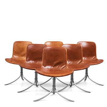 360. Poul Kjaerholm, stolar, 6 st "PK-9, E Kold Christensen, Danmark, 1960-tal.