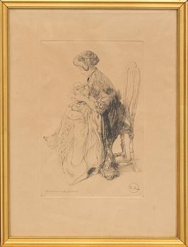 CARL LARSSON, etching, signed on the plate,