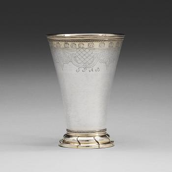 919. A Swedish 18th century parcel-gilt beaker, mark of Pelle Sellstedt, Sundsvall 1765.