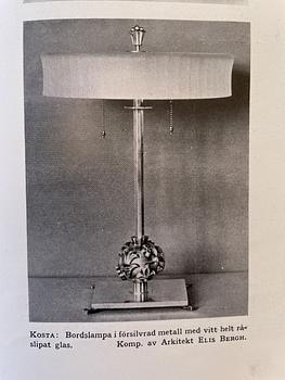 Elis Bergh, taklampa, Kosta glasbruk, modellen visad på Stockholmsutställningen 1930.