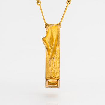 Björn Weckström, A 14K gold necklace "Faro" with a citrine. Lapponia 1983.