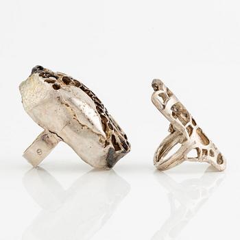 Lars Arby, six rings, silver, Gothenburg approx. 1966 and 1976.