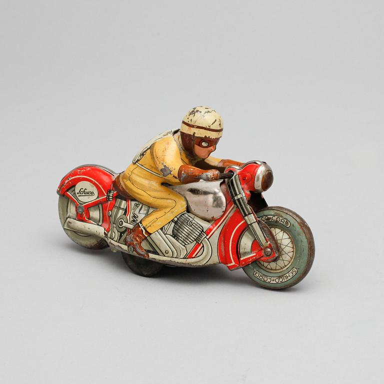 MOTORCYKEL, plåt, "Charly 1005", Schuco, Tyskland, omkring 1950.