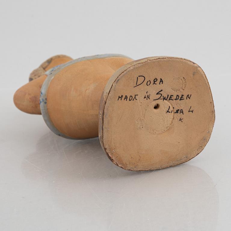Lisa Larson, figurin, stengods, "Dora", ur serien "ABC-flickor", Gustavsberg.