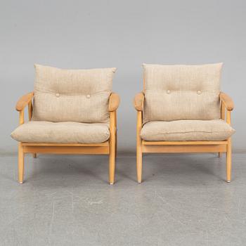 A pair of 'Esbjerg' birch easy chairs, Ikea.