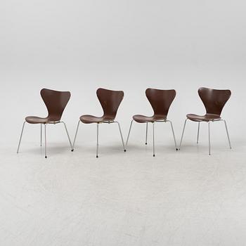 Arne Jacobsen, stolar, 4 st, "Sjuan", Fritz Hansen, Danmark, 1983.