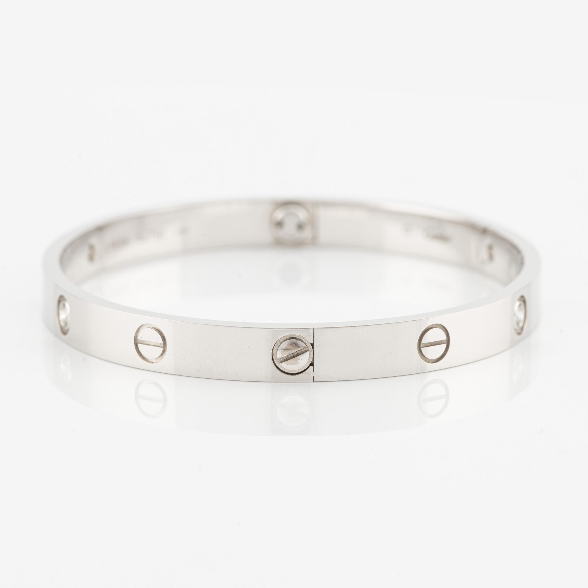 Cartier, "Love" bracelet, 18K white gold with brilliant-cut diamonds.