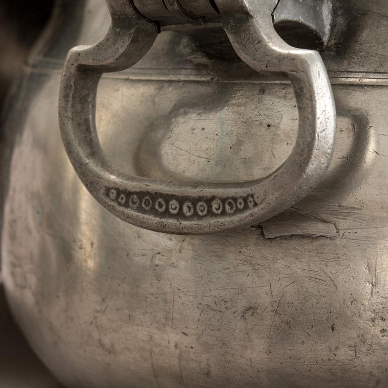 GRÖTSKÅL, FAT och KANNA, tenn, bl a Daniel Eklund, 1800-tal.