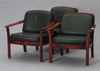 FÅTÖLJER, 3 st, Bröderna Andersson. 1960/70-tal.