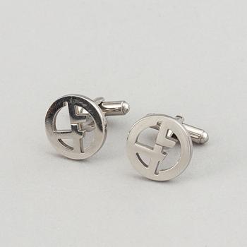 Louis Vuitton and Giorgio Armani, two pairs of cufflinks.