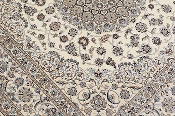 A Nain part silk carpet, 210 x 200 cm.