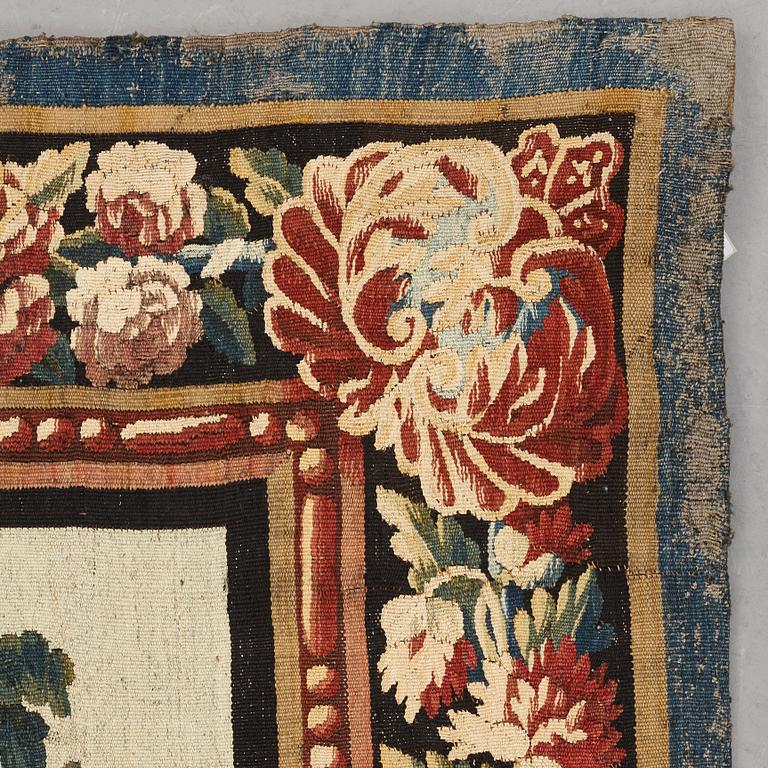 A "Verdure" tapestry, c 279 x 196 cm, signed M.R.D'AVBVSSONj.DVMONTEIL.