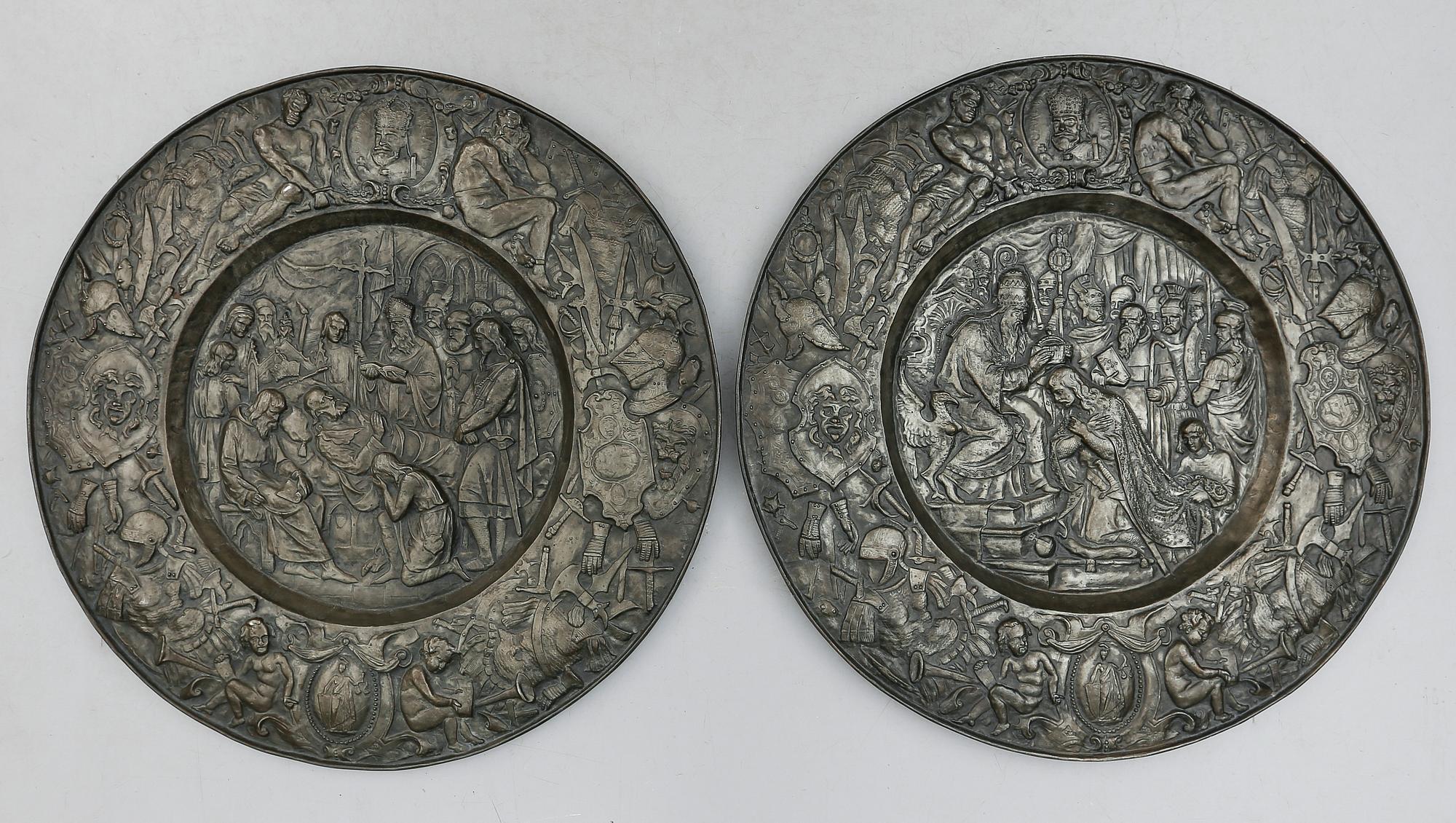 VÄGGRELIEFER, 1 par, gjutjärn, Bolinder, Stockholm, 1800-talets andra hälft.