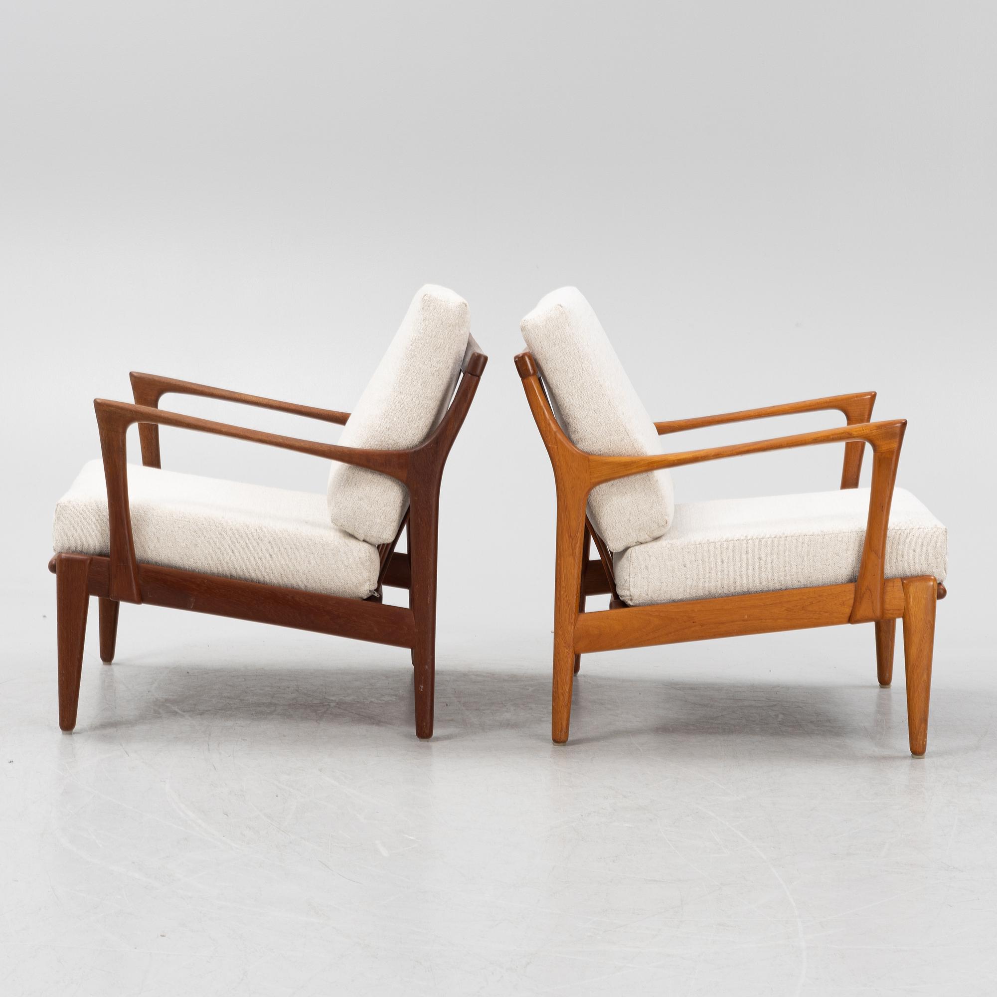 Bertil Fridhagen, a pair of 'Kuba' teak easy chairs, Bröderna Andersson, Ekenäs.