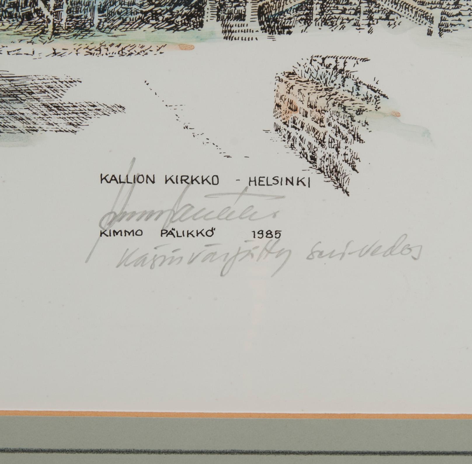KIMMO PÄLIKKÖ, handmålat seritryck, signerad och daterad 1985.