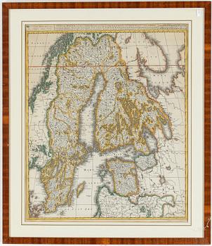 KARTA, över Sverige, 1700-tal.