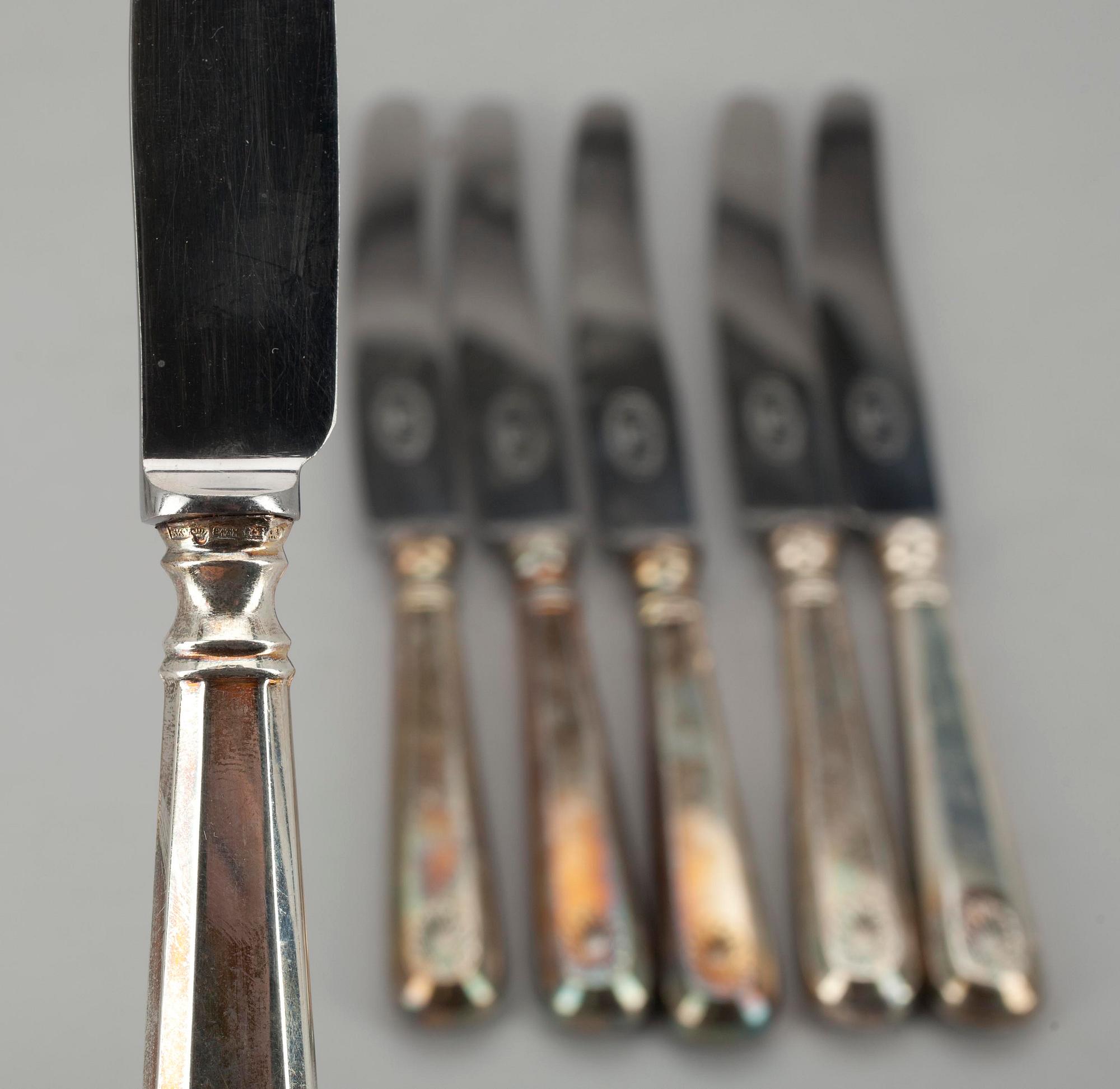 PARTI KNIVAR, 35 delar, silver, Finland 1925-1932. Tot. vikt ca 1920 g.