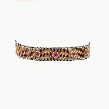 An 18K gold bracelet with old cut rubies, possibly by K Anderson Stockholm, around 1900's.