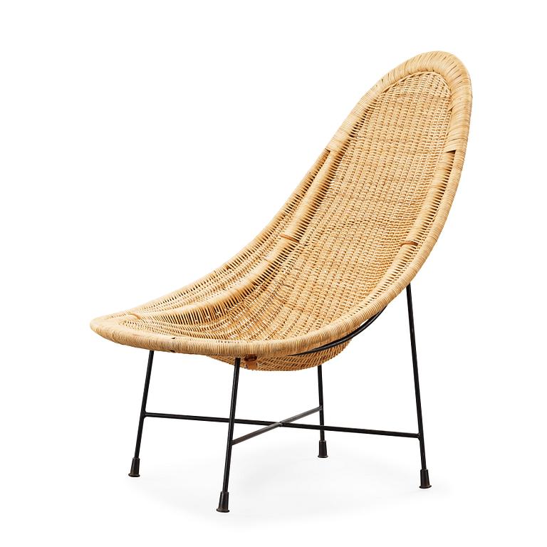 A Kerstin Hörlin-Holmquist rattan easy chair 'Stora Kraal', Nordiska Kompaniet, Sweden 1950's.